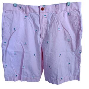 Men's Golf Shorts 35 35W Tommy Hilfiger Palm Tree Embroidered Pink Cotton